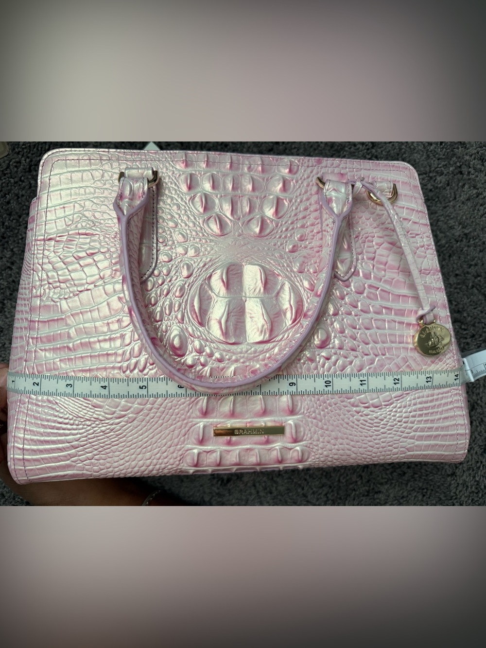 Brahmin Pink Croc-Embossed Satchel with Matching Wallet - Picture 14 of 16